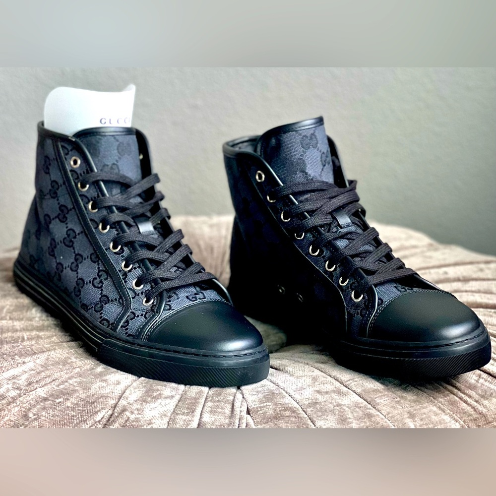 Gucci Canvas Captoe High Top Sneakers 8+
